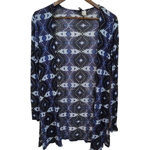 Divided Blue Aztek Open Front Cardigan XS